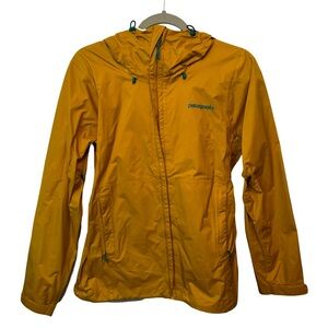 Patagonia Mustard Yellow Lightweight Hooded Rain Jacket